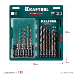 KRAFTOOL НЕХ-1/4″, 19 шт, набор сверл по металлу для винтовёртов и шуруповертов IMPACT READY (29652-H19) zb  29652-h19