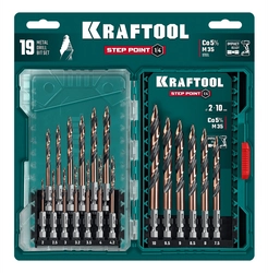 KRAFTOOL STEP POINT, 19 шт, набор сверл по металлу для винтовёртов и шуруповертов IMPACT READY (29653-H19) zb  29653-h19