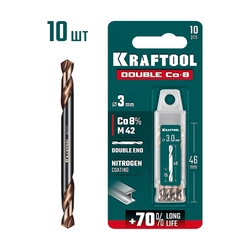 KRAFTOOL DOUBLE Сo-8 3.0х46мм, Сверло двухстороннее по металлу, сталь M42(+8%Co), класс А (29654-3.0-10) zb  29654-3.0-10