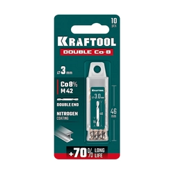 KRAFTOOL DOUBLE Сo-8 3.0х46мм, Сверло двухстороннее по металлу, сталь M42(+8%Co), класс А (29654-3.0-10) zb  29654-3.0-10
