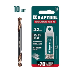KRAFTOOL DOUBLE Сo-8 3.2х49мм, Сверло двухстороннее по металлу, сталь M42(+8%Co), класс А (29654-3.2-10) zb  29654-3.2-10