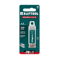 KRAFTOOL DOUBLE Сo-8 4.2х55мм, Сверло двухстороннее по металлу, сталь M42(+8%Co), класс А (29654-4.2-10) zb  29654-4.2-10