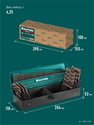 KRAFTOOL Cobalt, 118 шт, (1-13 мм), сталь М42, HSS-Co(8%), набор сверл по металлу (29656-H118) zb  29656-h118