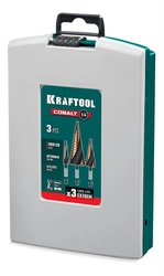 KRAFTOOL COBALT 3 шт., 4-32мм, азотирование, винтовая спираль, набор сверл ступенчатых(29691-4-32-H3) zb  29691-4-32-h3