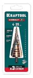 KRAFTOOL COBALT 4-39мм, 14 ступеней, азотирование, винтовая спираль, сверло ступенчатое(29691-4-39-14) zb  29691-4-39-14