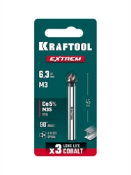 KRAFTOOL EXTREME Со5-А, d 6.3x5х45 мм, Z3, 90°, сталь M35, U-образная спираль, зенковка (29734-3) zb  29734-3