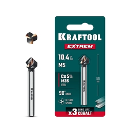 KRAFTOOL EXTREME Со5-А, d 10.4х6х50 мм, Z3, 90°, сталь M35, U-образная спираль, зенковка (29734-5) zb  29734-5