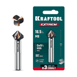 KRAFTOOL EXTREME Со5-А, d 16.5х10х60 мм, Z3, 90°, сталь M35, U-образная спираль, зенковка (29734-8) zb  29734-8