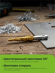 URAGAN 4-12мм, 9 ступеней, винтовая спираль, сверло ступенчатое(29658-4-12-9) zb  29658-4-12-9