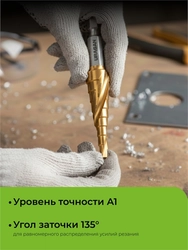 URAGAN 4-12мм, 9 ступеней, винтовая спираль, сверло ступенчатое(29658-4-12-9) zb  29658-4-12-9