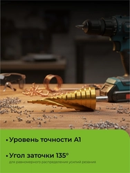 URAGAN 6-38мм, 12 ступеней, винтовая спираль, сверло ступенчатое (29658-6-38-12) zb  29658-6-38-12