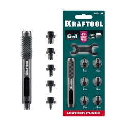 KRAFTOOL LPI-6 с набором насадок 1-6 мм, ударный пробойник для кожи (22951) zb  22951