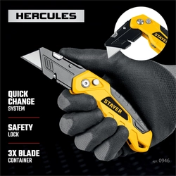STAYER Hercules-А24, универсальный металлический нож с трапециевидным лезвием (0946) zb  946