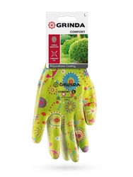 GRINDA COMFORT, L (9), садовые перчатки с прозрачным полиуретановым покрытием, зелёные, 13 класс (11290-L) zb  11290-l_z01