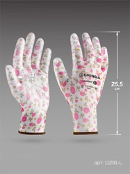 GRINDA COMFORT, L (9), садовые перчатки с прозрачным полиуретановым покрытием, розовые, 13 класс (11291-L) zb  11291-l_z01