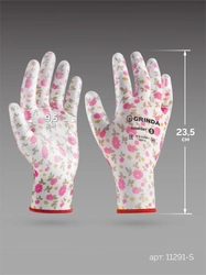 GRINDA COMFORT, S (7), садовые перчатки с прозрачным полиуретановым покрытием, розовые, 13 класс (11291-S) zb  11291-s_z01