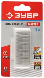 ЗУБР 10 шт, PH1, 25 мм, кованые биты (26001-1-25-10) zb  26001-1-25-10