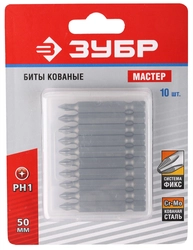 ЗУБР 10 шт, PH1, 50 мм, кованые биты (26001-1-50-10) zb  26001-1-50-10