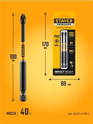 STAYER HERCULES, PH2, 100 мм, 2 шт, торсионные биты (26231-2-100-2) zb  26231-2-100-2