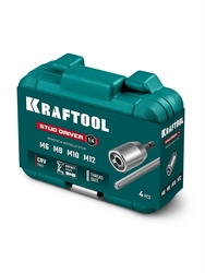 KRAFTOOL STUD DRIVER, 4 шт, М6, М8, М10, М12, набор ударных шпильковертов (26199) zb  26199