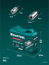 KRAFTOOL STUD DRIVER, 4 шт, М6, М8, М10, М12, набор ударных шпильковертов (26199) zb  26199