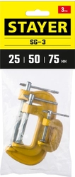 STAYER SG-3, 25-50-75 мм, 3 шт, набор чугунных струбцин G (3212-H3) zb  3212-h3_z03