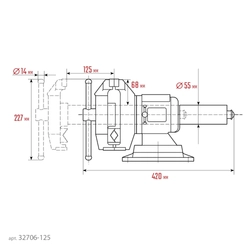 KRAFTOOL 3D Multi-Purpose, 125 мм, Чугунные слесарные тиски (32706-125) zb  32706-125