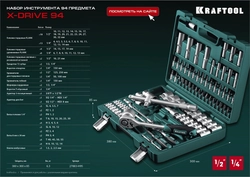 KRAFTOOL X-Drive 94, 94 предм., (1/2″+1/4″), универсальный набор инструмента (27883-H95) zb  27883-h95_z03