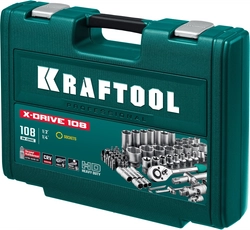 KRAFTOOL X-Drive 108, 108 предм., (1/2″+3/8″+1/4″), универсальный набор инструмента (27888-H108) zb  27888-h108_z03