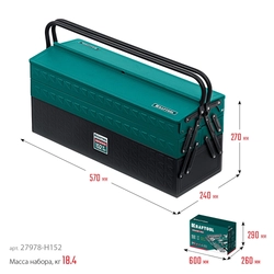 KRAFTOOL GRAND-152, 152 предм., (1/2″+1/4″), Универсальный набор инструмента (27978-H152) zb  27978-h152