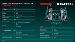 KRAFTOOL GRAND-99, 99 предм., (1/2″+1/4″), Универсальный набор инструмента (27978-H99) zb  27978-h99