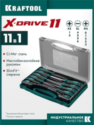 KRAFTOOL X-Drive 11, 11 шт., в кейсе, набор отверток (25811) zb  25811
