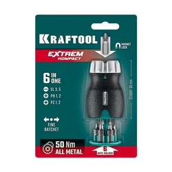KRAFTOOL EXTREM Kompakt набор: реверсивная отвертка с битами 6 шт (25877) zb  25877