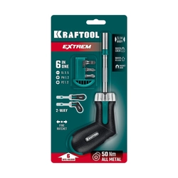 KRAFTOOL EXTREM набор: рычажная реверсивная отвертка с битами 6 шт (25899) zb  25899