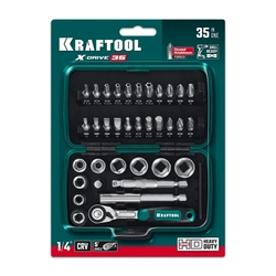 KRAFTOOL X-Drive 35, 35 предм., универсальный набор инструмента 1/4″ (27974) zb  27974