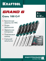 KRAFTOOL GRAND-6 набор стамесок-долот с двухкомпонентной рукояткой, 6 шт zb  1818-h6
