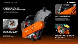 KRAFTOOL 3700 Вт, 350 мм, без диска, бензорез по металлу (рельсорез) (K760-14) zb  k760-14