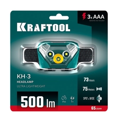KRAFTOOL KH-3, 500 лм, 5 режимов, налобный фонарь, 3ААА (56456) zb  56456