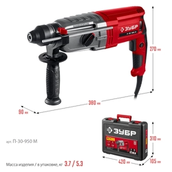 ЗУБР 30 мм, 950 Вт, перфоратор SDS Plus, мет. корпус (П-30-950 М) zb  п-30-950 м