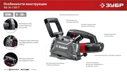ЗУБР d 125 мм, 1200 Вт, 30 мм, штроборез (бороздодел) (ЗШ-30-1205 Т) zb  зш-30-1205 т