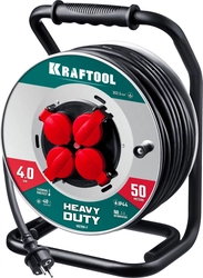 KRAFTOOL КГ 3х2.5 50м 4000Вт IP44, HEAVY DUTYСиловой удлинитель на стальной катушке (55086-50) zb  55086-50_z01