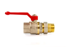 Ридан латунный шаровой BVR-FR кран с накидной гайкой и ниппелем ("американка") с рукояткой типа "ручка" Ду 32 мм, PN 40 бар 065b8206r