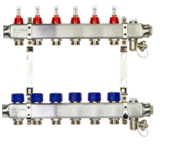 Ридан 088U0956R — Комплект коллекторов SSM-6RF set с расходомерами, кронштейнами, ручным воздухоотводчиком, сливным краном и торцевой заглушкой, 6 контуров 088u0956r