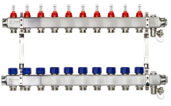 Ридан 088U0960R — Комплект коллекторов SSM-10RF set с расходомерами, кронштейнами, ручным воздухоотводчиком, сливным краном и торцевой заглушкой, 10 контуров 088u0960r