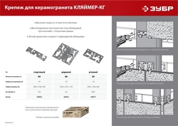 ЗУБР  Кляймер-КГ, 10 x 34 x 70 мм, цинк, 50 шт, угловой крепеж для керамогранита (30857) 30857