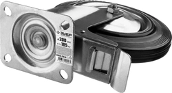 ЗУБР  d 200 мм, г/п 185 кг, игольчатый подшипник, резина/металл, поворотное колесо c тормозом, Профессионал (30936-200-B) 30936-200-B