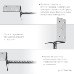 ЗУБР  ОС-L, 91 x 120 x 60 мм, L-образное основание столба (310296-090) 310296-090