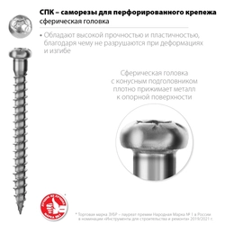 ЗУБР  СПК, 50 х 5 мм, TX20, цинк, 170 шт, саморез для перфорированного крепежа, Профессионал (30061-50-50) 30061-50-50