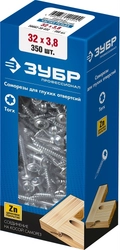 ЗУБР  32 х 3.8 мм, частая резьба, цинк, 350 шт, саморез для глухих отверстий, Профессионал (30082-38-032) 30082-38-032