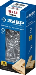 ЗУБР  38 х 3.8 мм, частая резьба, цинк, 300 шт, саморез для глухих отверстий, Профессионал (30082-38-038) 30082-38-038
